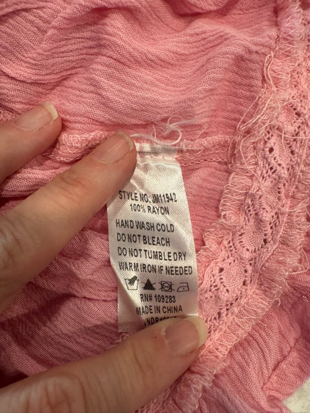 Ocean Drive Baby Pink Rayon Crinkle Tank Top w/ Ruffle - Women's Size Large - Picture 9 of 9